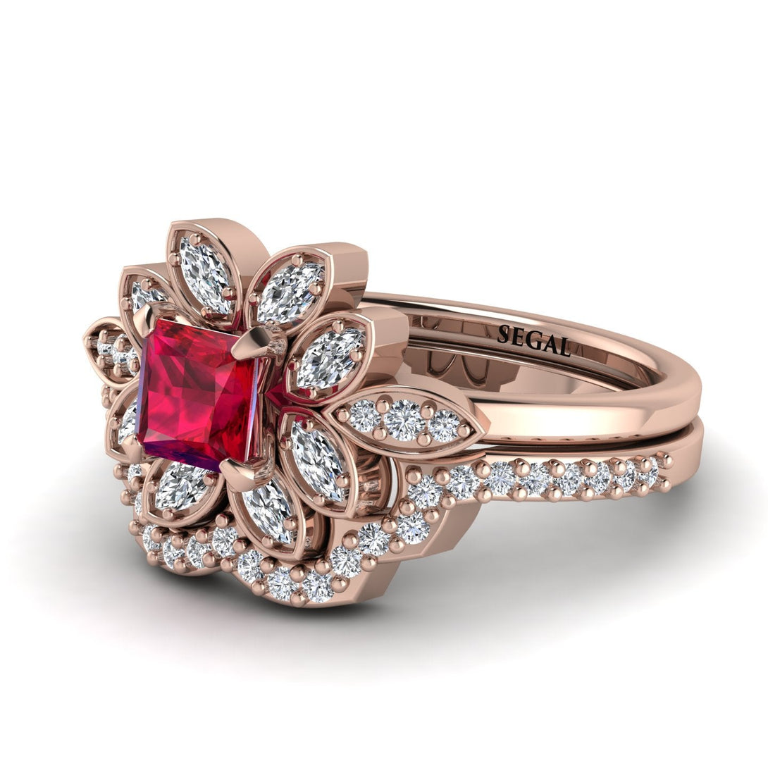 Floral Nature Inspired Ruby Bridal Set - Carol No. 11